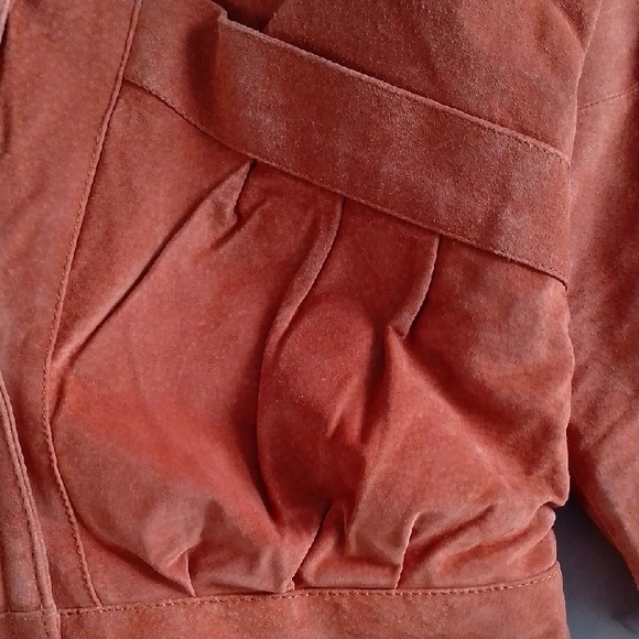 Vintage 80s Leather Sherpa Lined Jacket Shearling Collar - Picture 5 of 11